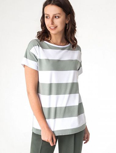 футболка vilatte d49.818 оливковый-белый от интернет магазина Прибалтийский трикотаж
