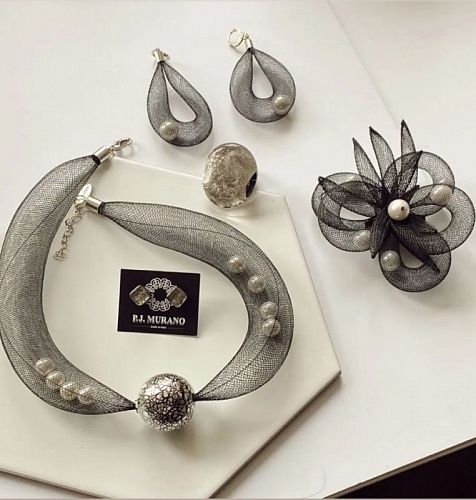 колье pj murano  setka pearl silver от интернет магазина Прибалтийский трикотаж