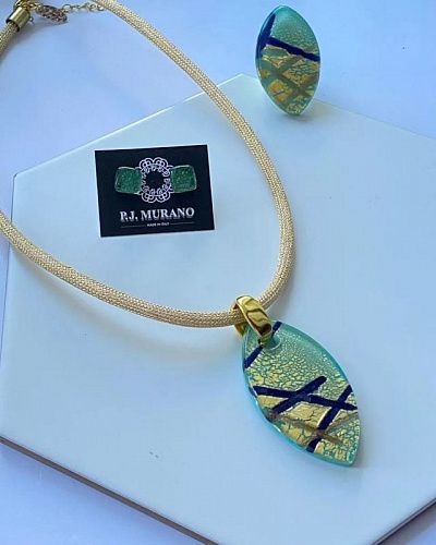 кольцо pj murano list gold green от интернет магазина Прибалтийский трикотаж